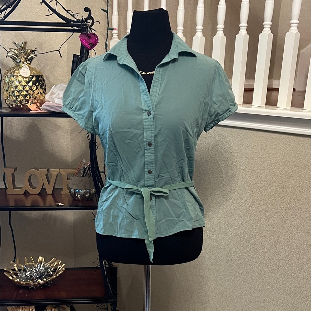 GAP Green Button-Down Shirt with Belt